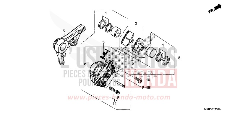 ETRIER DE FREIN ARRIERE de CBR1000RR SP SP1 SP2 PEARL GLARE WHITE (NHB53) 2022